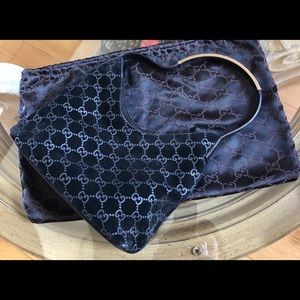 Gucci Monogram Suede Leather Metal Gucci Handle